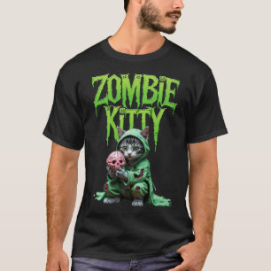 Zombie Kitty T-Shirt: Halloween Cat Lover Tee