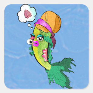 Zombie Lady Fish Square Sticker