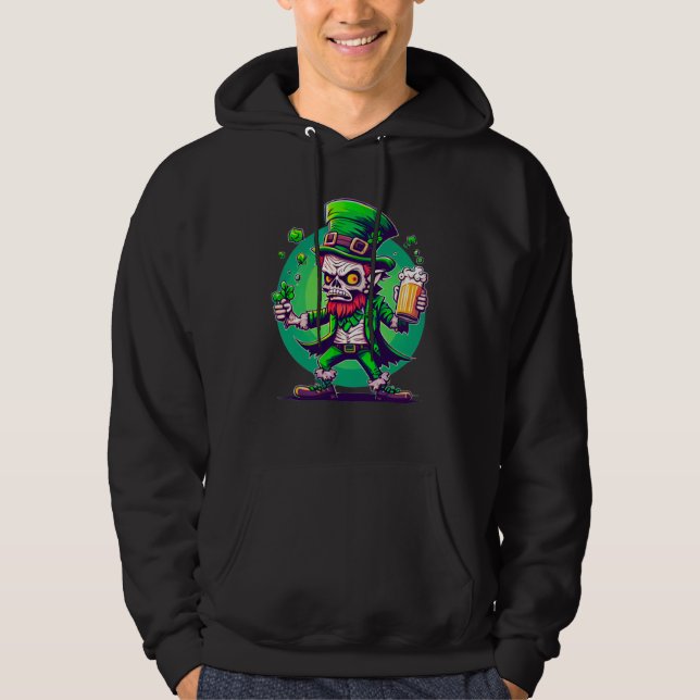 Zombie Leprechaun  Irish  St Paddy's Beer  1 Hoodie (Front)