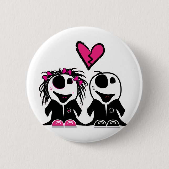 ZOMBIE LOVE 6 CM ROUND BADGE (Front)