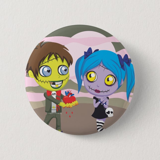 Zombie Love 6 Cm Round Badge (Front)