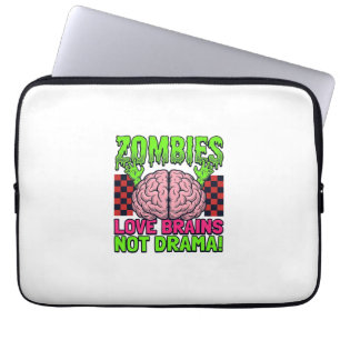 Zombie Love Brains Not Drama Vintage Horror Design Laptop Sleeve