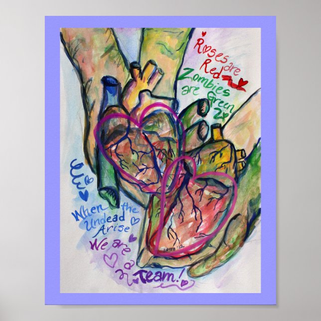 Zombie Love Poem Painting Art Print Posters (Front)