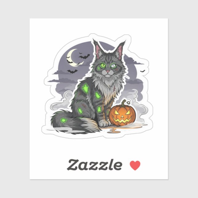 Zombie Maine Coon – Spooky Halloween Cat  (Sheet)