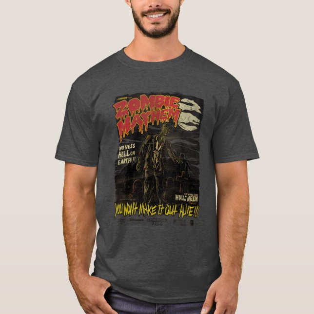 Zombie Mayhem Halloween retro T-Shirt (Front)