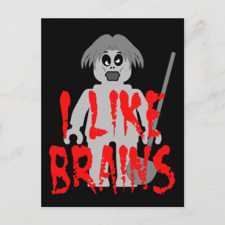 Zombie Minifig 'I Like Brains' Postcard