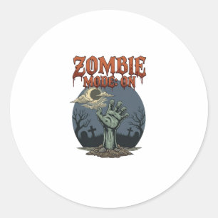 Zombie Mode Halloween Hand Moon Graveyard_1 Classic Round Sticker