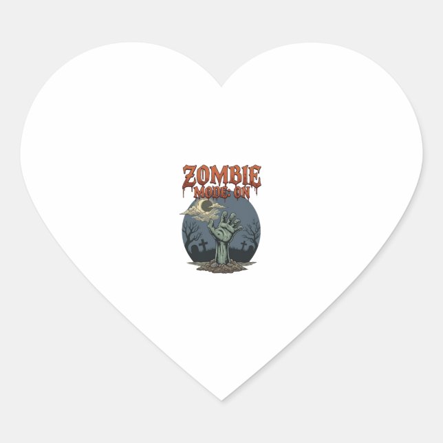 Zombie Mode Halloween Hand Moon Graveyard_1 Heart Sticker (Front)