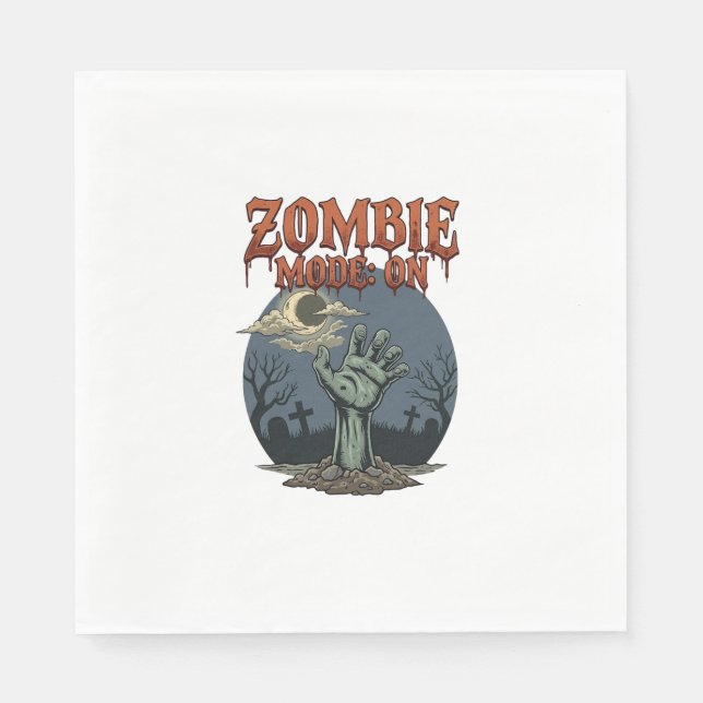 Zombie Mode Halloween Hand Moon Graveyard_1 Napkin (Front)