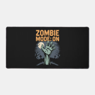 Zombie Mode On Scary Halloween T shirt Desk Mat