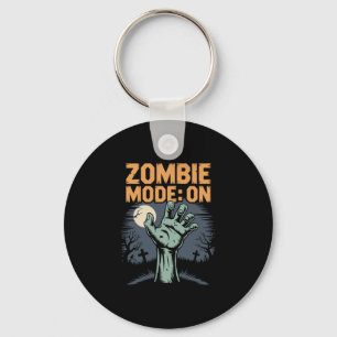 Zombie Mode On Scary Halloween T shirt Key Ring