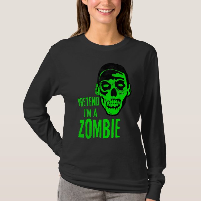 Zombie Monster Face Scary Halloween T-Shirt (Front)