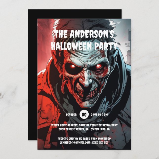 Zombie monster halloween birthday party adults invitation (Front/Back)