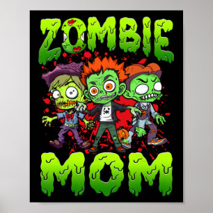 Zombie Mum Halloween Costume Family Matching Poster