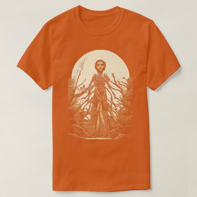 Zombie Mummy Girl Artistic Horror Full Moon Hallow T-Shirt (Design Front)