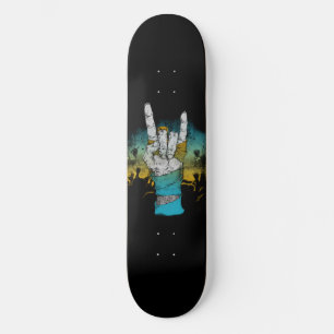 Zombie Music Rock Concert Sign of Horns Skateboard