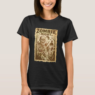 Zombie Night at The Cemetery Vintage Zombie Design T-Shirt