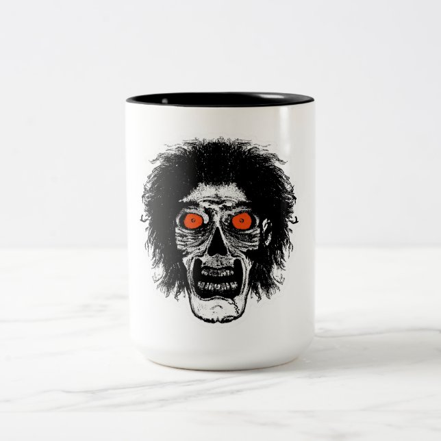 ZOMBIE Orange Eyes Two-Tone Coffee Mug (Center)