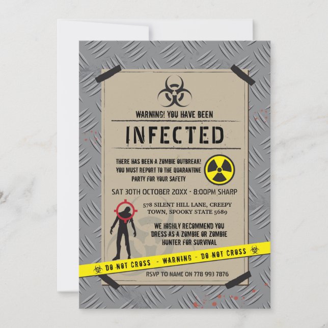 Zombie Outbreak Invite Halloween Infected Area (Front)