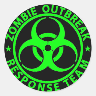 Zombie Outbreak Response Team Neon Green Classic Round Sticker