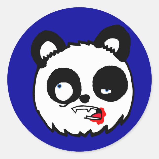 Zombie Panda Head Classic Round Sticker (Front)