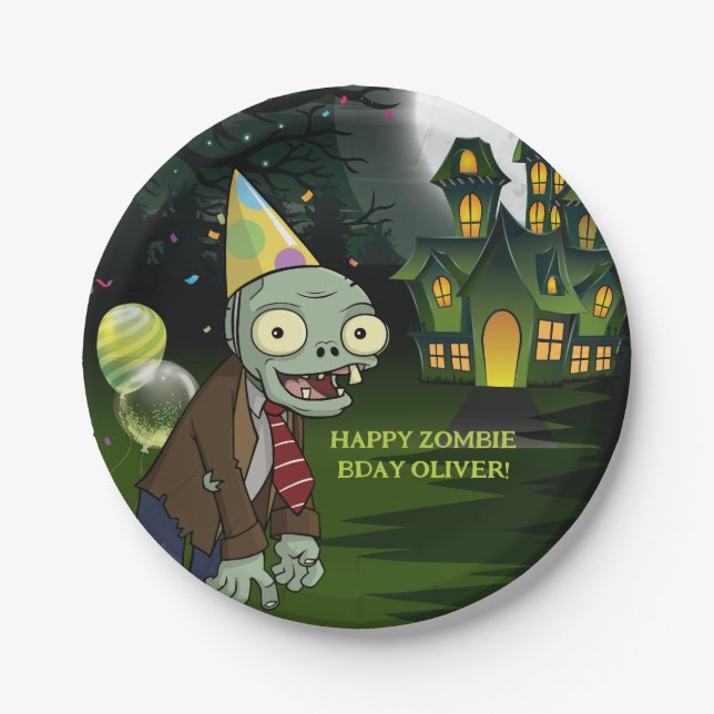 Zombie Party Birthday Halloween Paper Plate (Front)