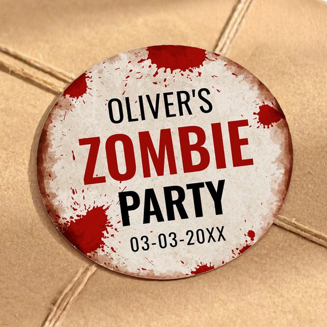 Zombie party with blood classic round sticker (Creator Uploaded)