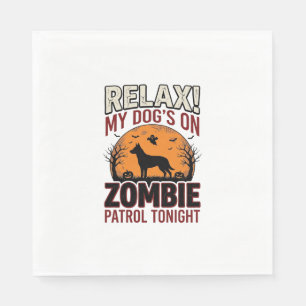 Zombie Patrol Dog Halloween Vintage Engraving Desi Napkin