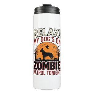 Zombie Patrol Dog Halloween Vintage Engraving Desi Thermal Tumbler