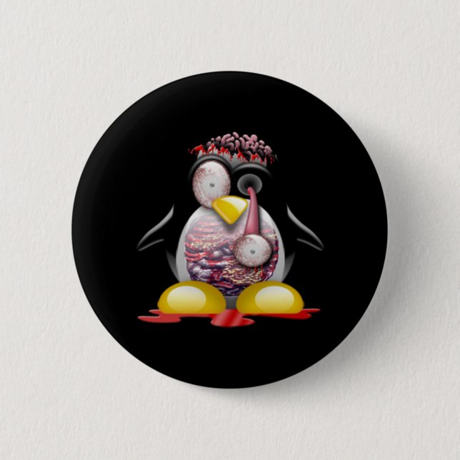 Zombie Penguin 6 Cm Round Badge (Front)