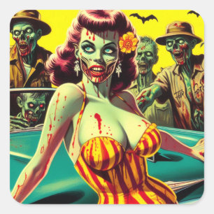 Zombie Pin-up Square Sticker
