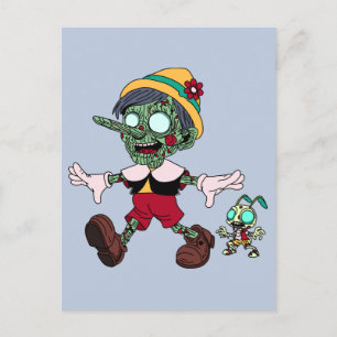 Zombie Pinocchio & Cricket Postcard