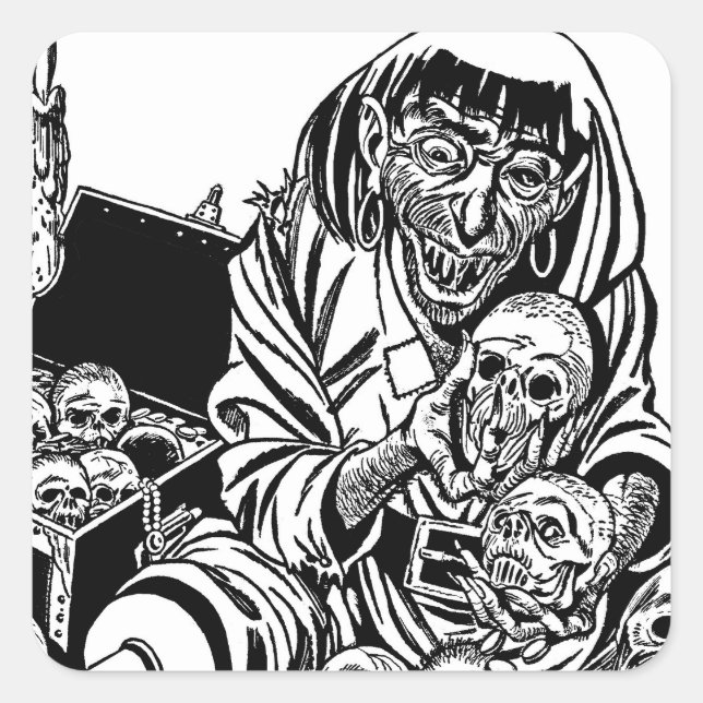 zombie pirate treasure monster horror art  square sticker (Front)