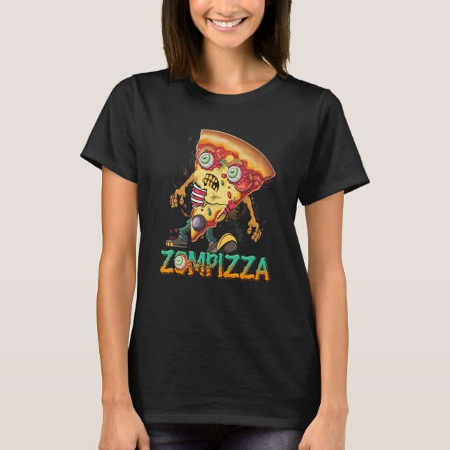 Zombie Pizza Zompizza Funny Halloween  Zombie Food T-Shirt (Front)