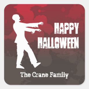 Zombie plague invasion red splatter gore Halloween Square Sticker