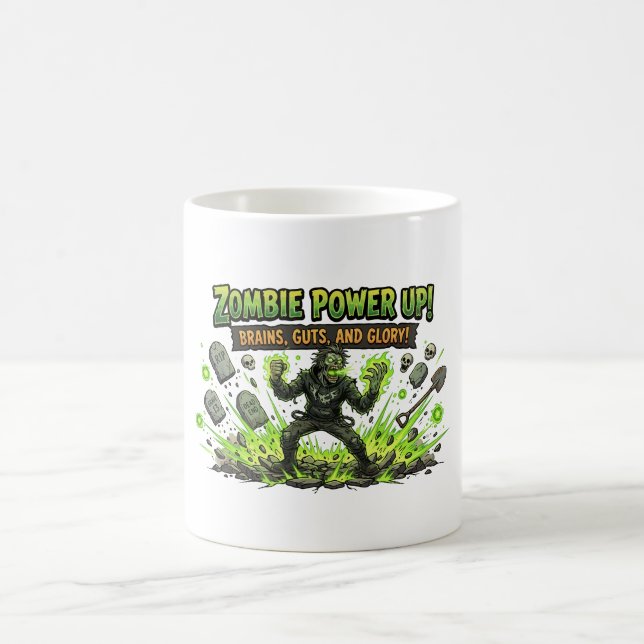 Zombie Power Up Gamer Graphic Coffee Mug (Center)