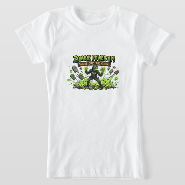 Zombie Power Up Gamer Graphic T-Shirt (Laydown)