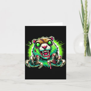 Zombie Prairie Dog Halloween Horror Card