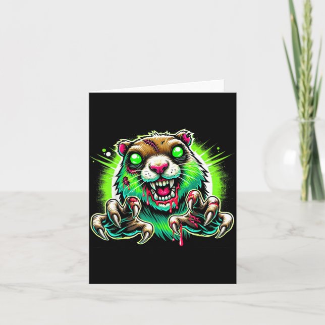 Zombie Prairie Dog Halloween Horror Card (Front)