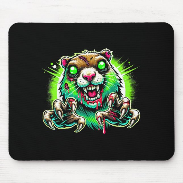 Zombie Prairie Dog Halloween Horror Mouse Pad (Front)