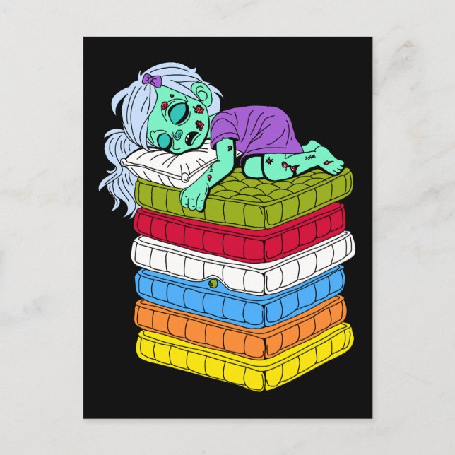 Zombie Princess and the Pea Postcard (Front)