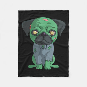 Zombie Pug Fleece Blanket