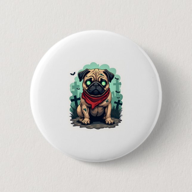 Zombie Pug Parade 6 Cm Round Badge (Front)
