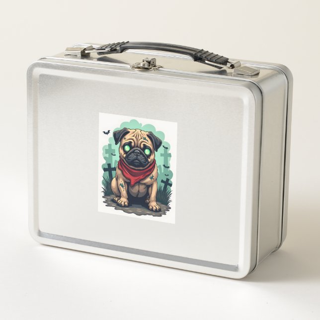 Zombie Pug Parade Metal Lunch Box (Front)