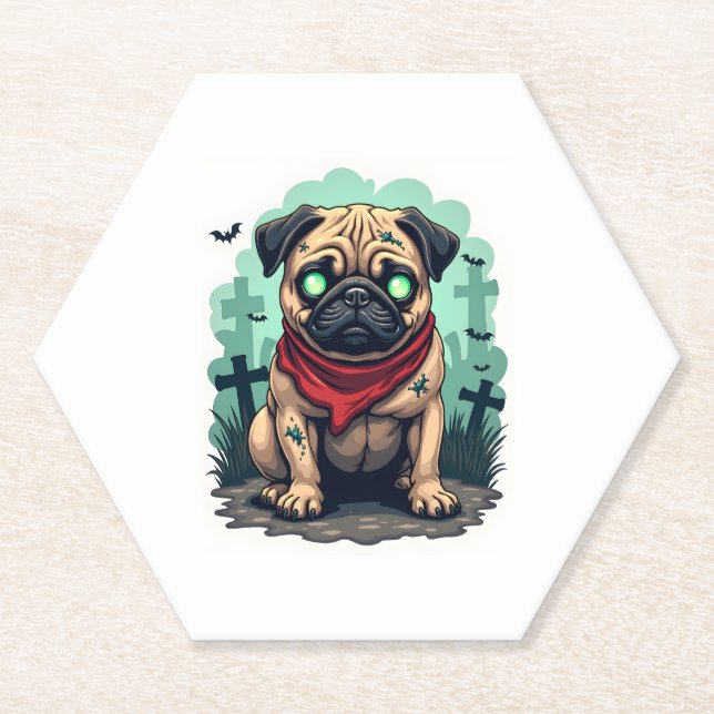 Zombie Pug Parade Paper Coaster (Front)