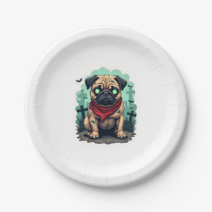 Zombie Pug Parade Paper Plate