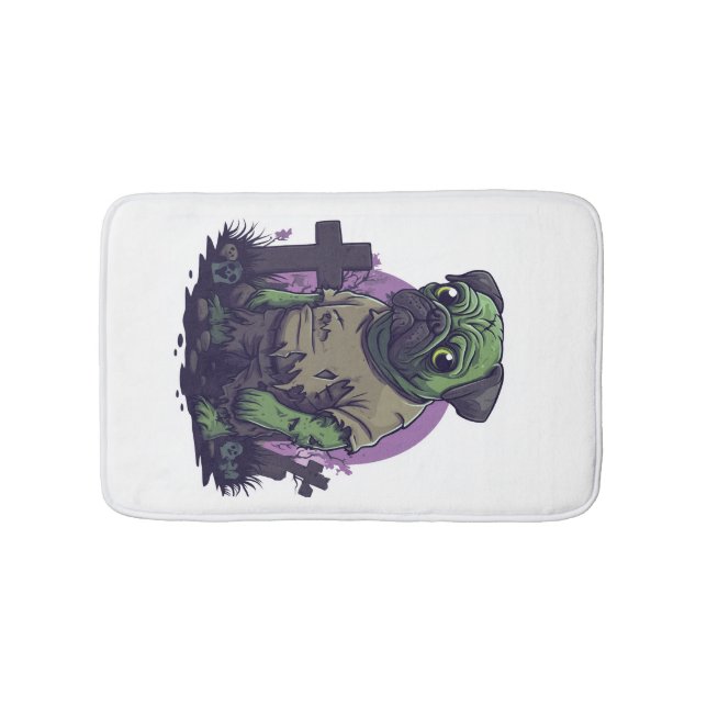 Zombie Pug � Undead Funny Halloween Dog Bath Mat (Front)