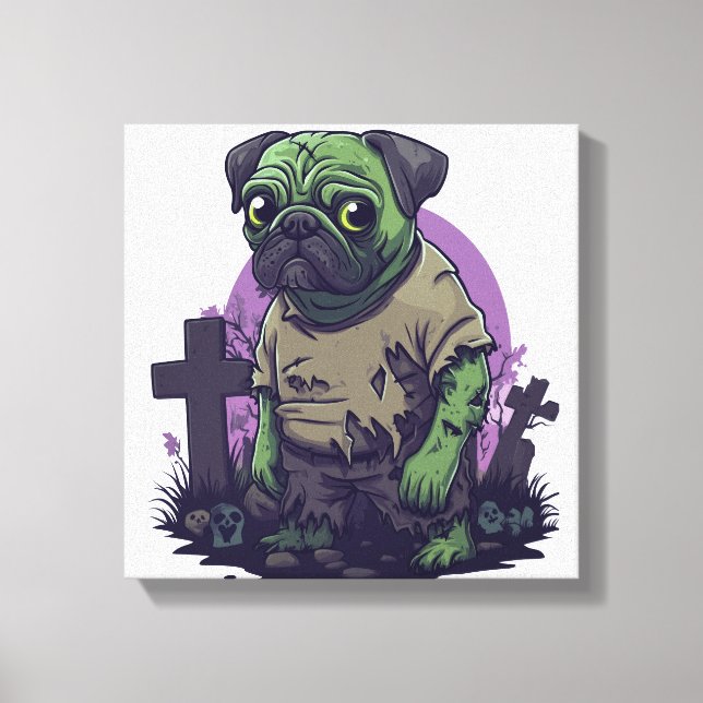 Zombie Pug � Undead Funny Halloween Dog Canvas Print (Front)
