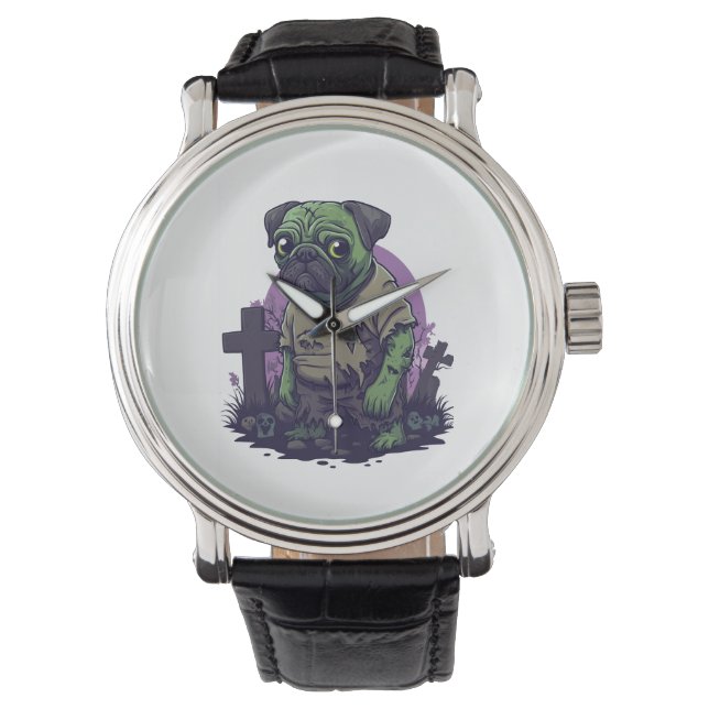 Zombie Pug � Undead Funny Halloween Dog Watch (Front)