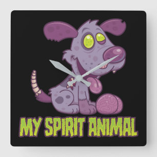 Zombie Puppy Is My Spirit Animal Square Wall Clock